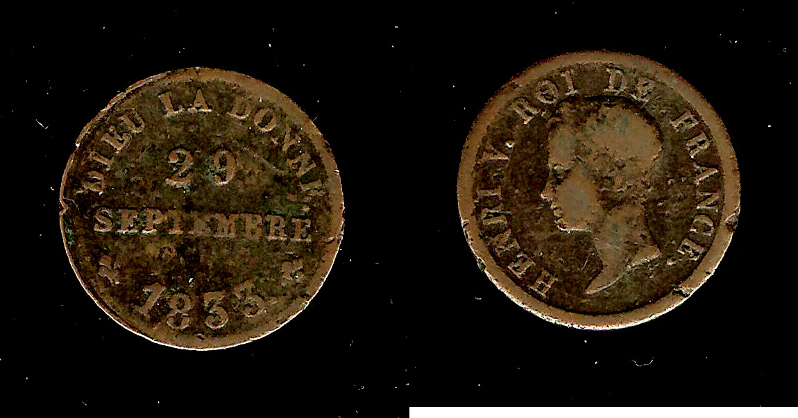 1/2 franc Henri V 1833 gF
